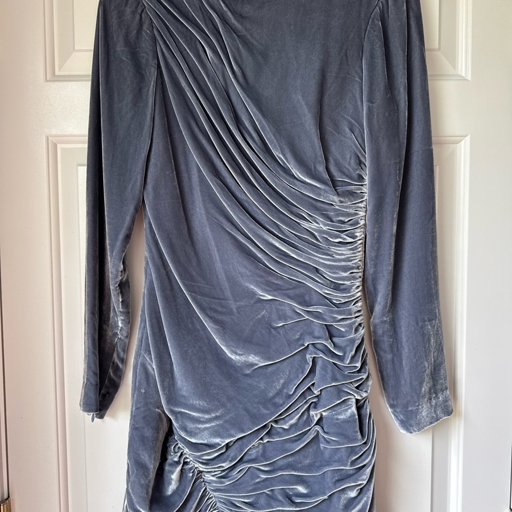 Cinq à Sept Gray Velvet Long Sleeve Dress